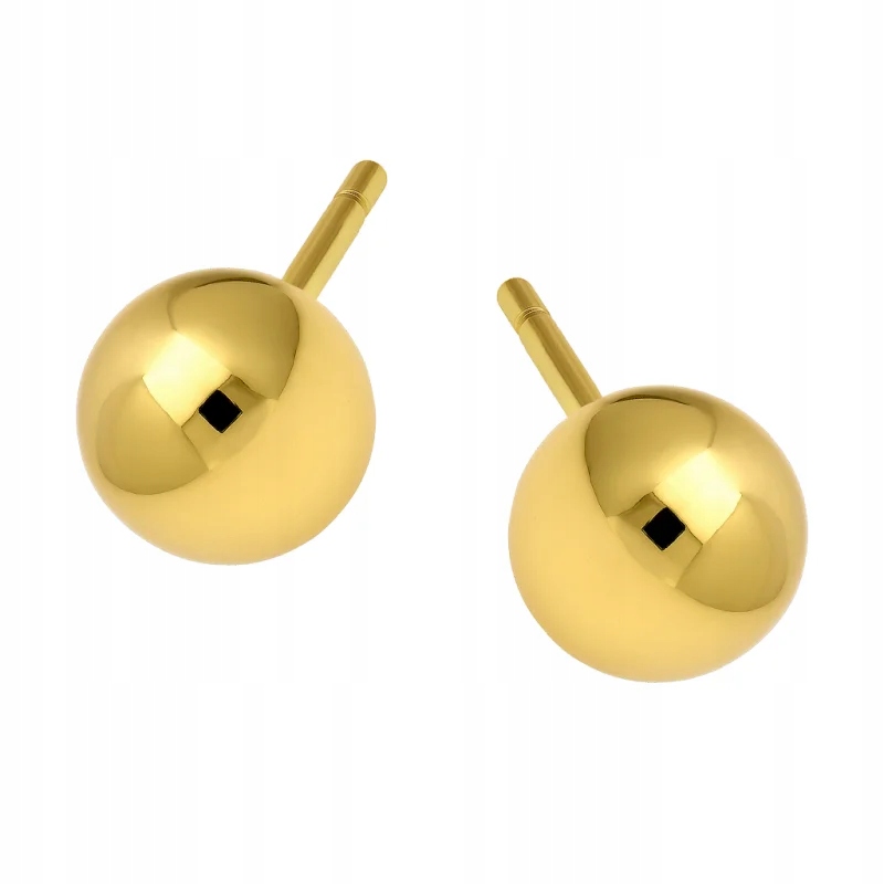 zlaté náušnice 585 lesklé hladké kuličky 6 mm jako dárek 0.65 g