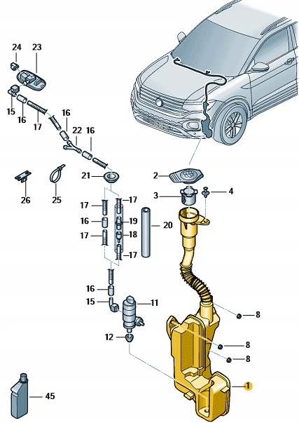 ZBIORNIK PŁYNU DO SPRYSKIWACZY VOLKSWAGEN T-CROSS