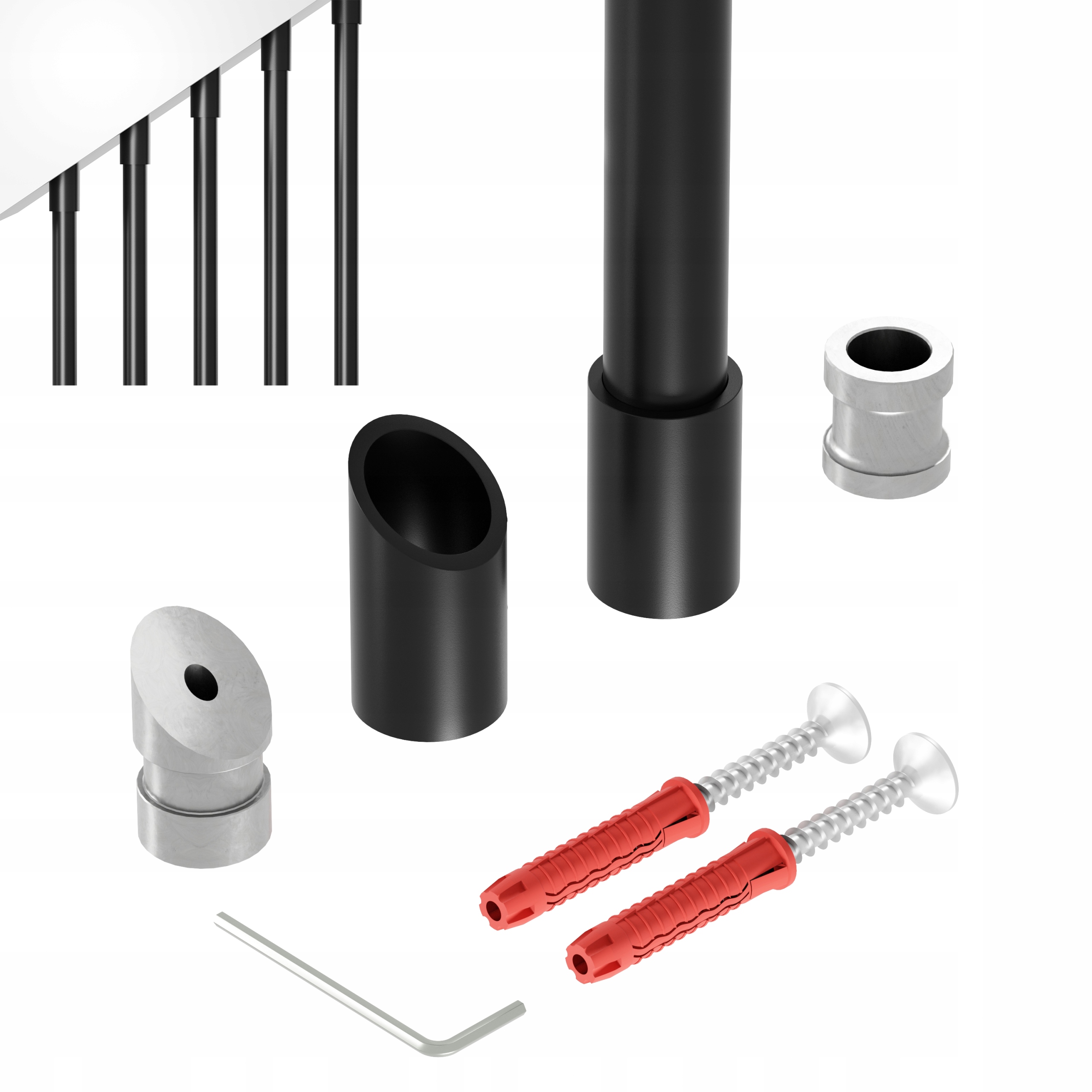 Zábradlí na schody šikmé 32 st tralka fi 20 mm černé 295 cm Noa 32