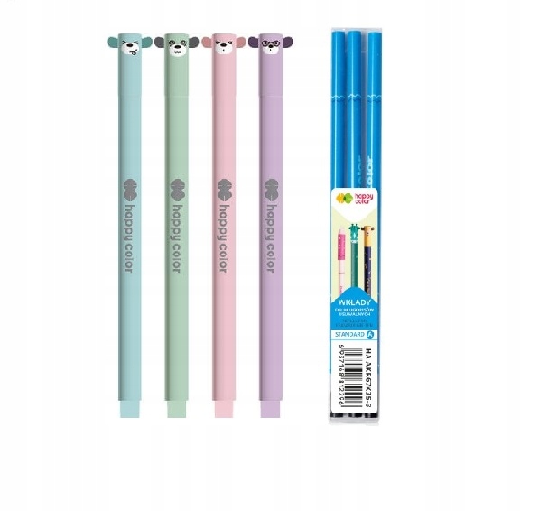 

Długopisy ścieralne Uszaki Pastel 3 wkłady