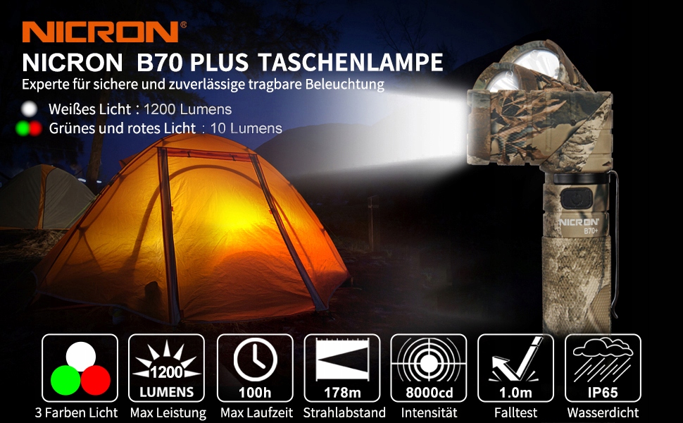 NICRON Latarka USB 1200 Lumenów Magnes Wojskowa — miniatura 7