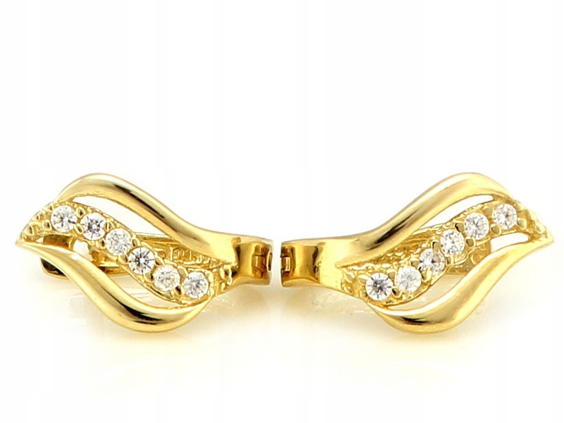 Náušnice ze žlutého zlata 585 14k s zirkony, hmotnost 2.56 g, anglické zapínání