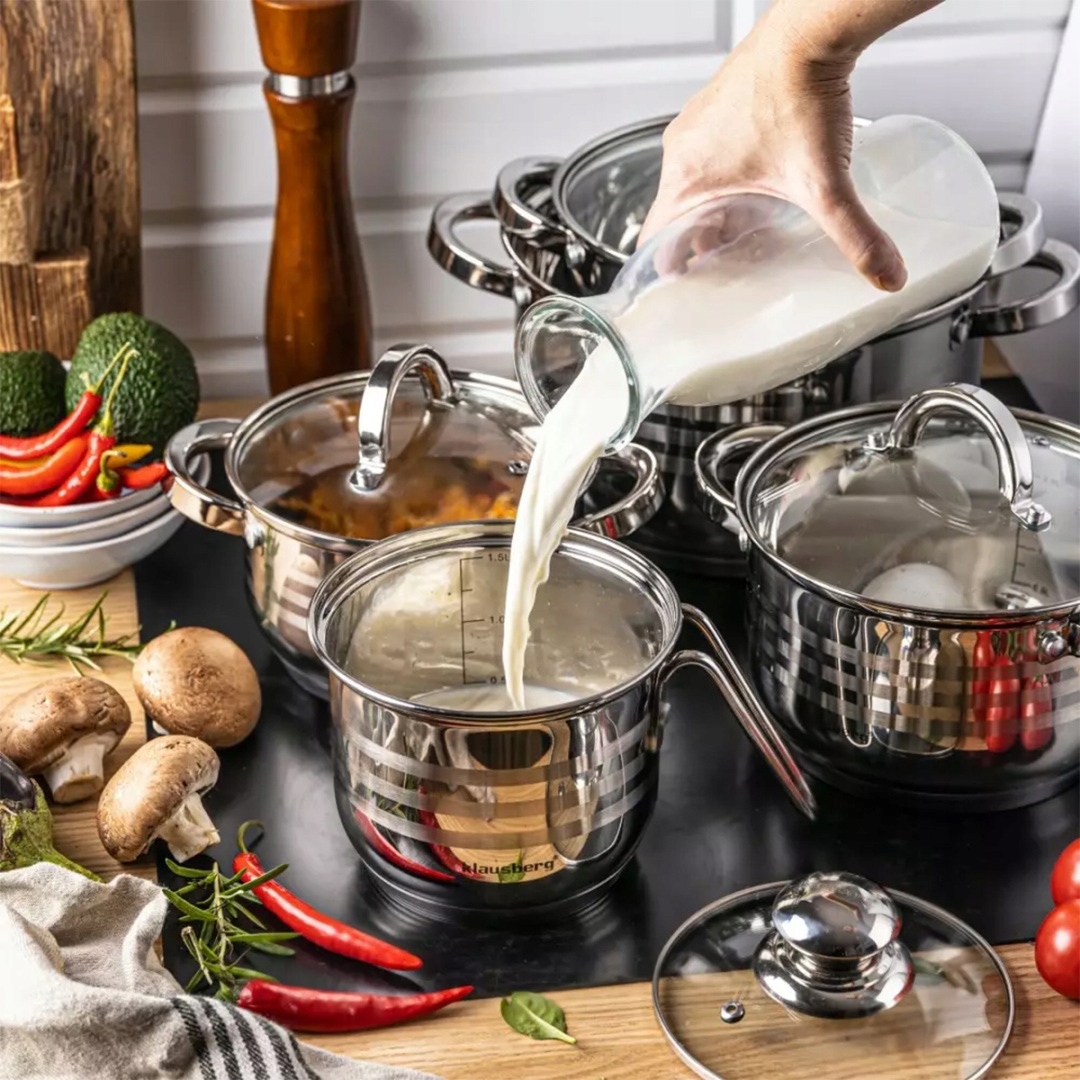 ZESTAW GARNKÓW 10 ELEMENTÓW KLAUSBERG KB-7696 Materiał stal nierdzewna