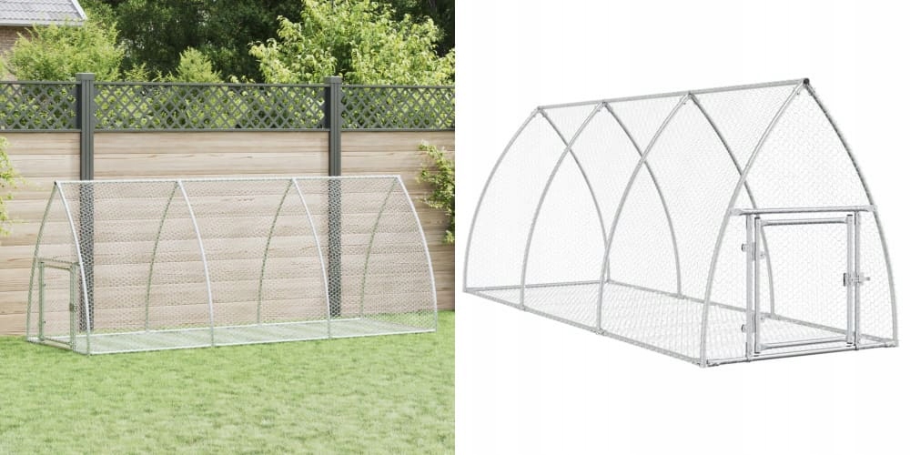 Levně Stříbrná klec pro králíka, ocel, 300 x 105 x 120 cm