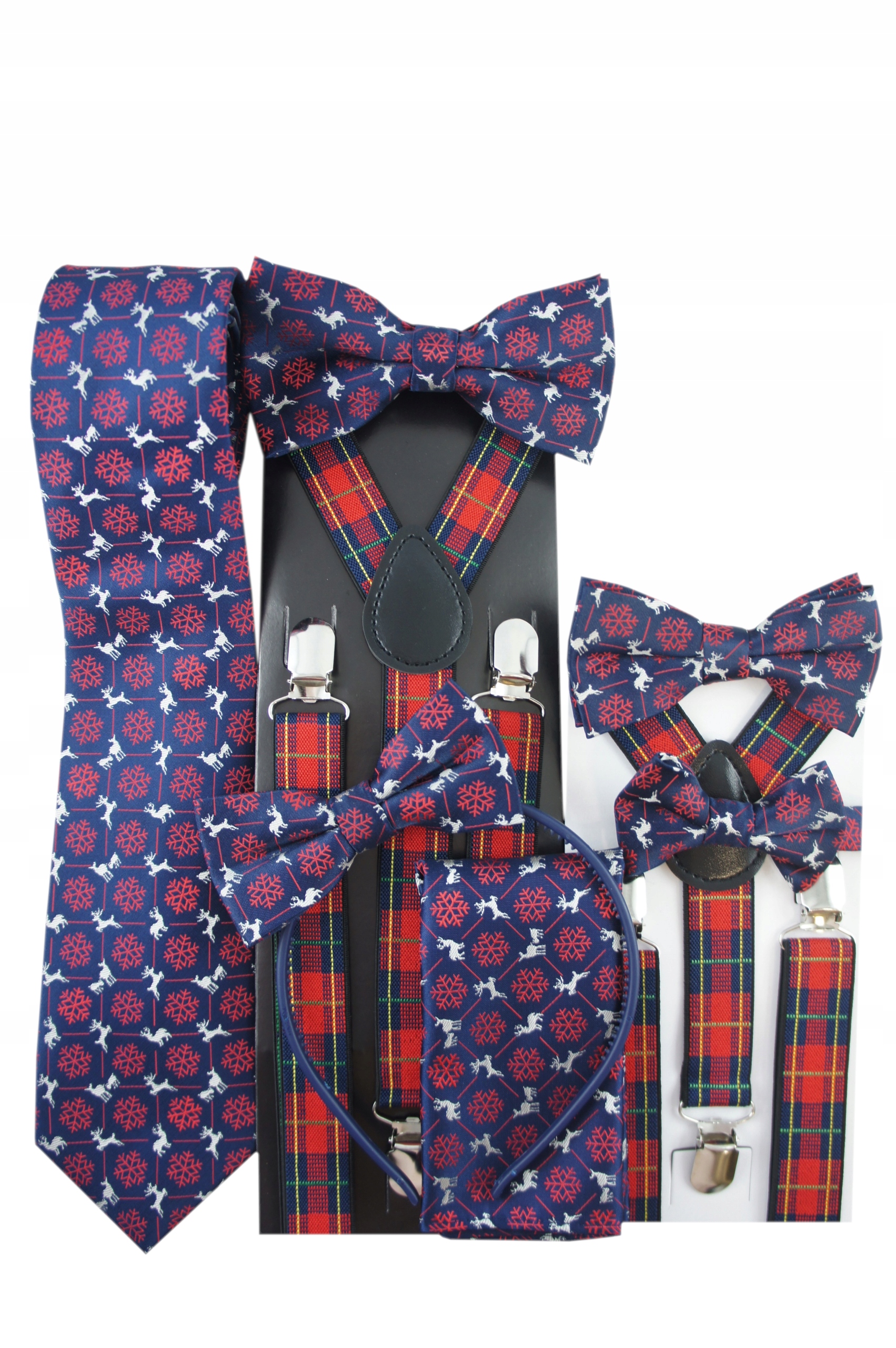 Poszetka chusteczka do kieszeni marynarki ŚWIATECZNA W RENIFERKI ŚNIEŻYNKI Kod producenta ZSAP