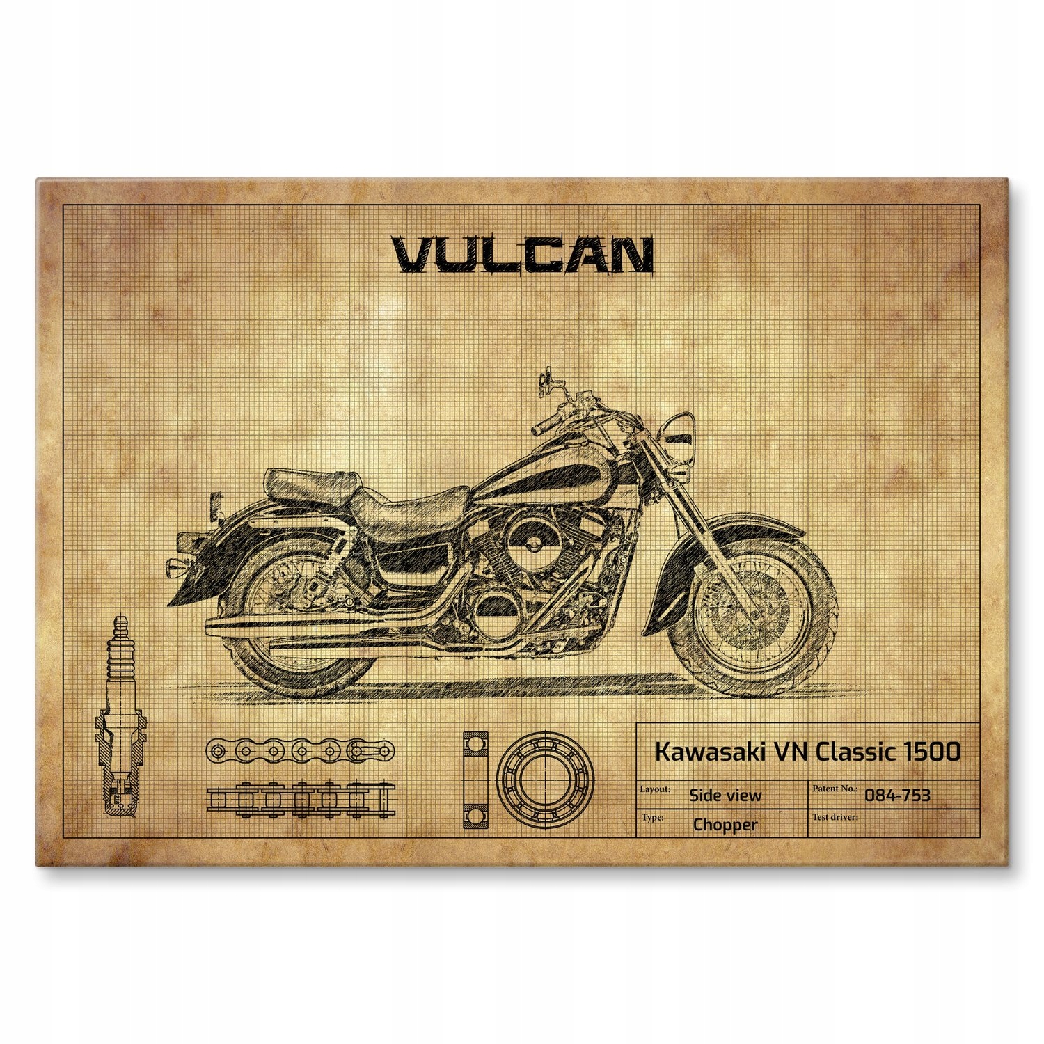 Kovový plakát Kawasaki Vn Classic 1500 Dárek 30 x 42 cm