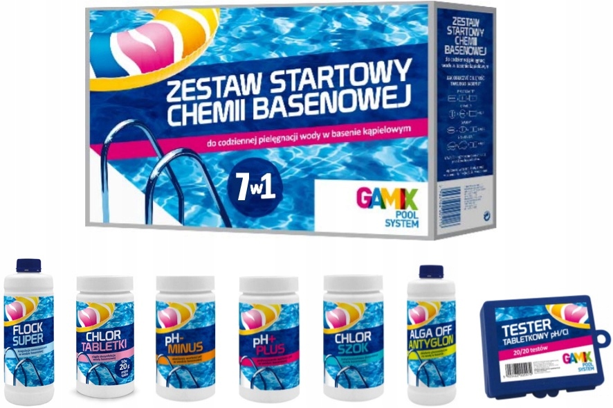 Gamix Zestaw Startowy 7w1 Chemia Basenowa Do Basenu Chlor Tabletki