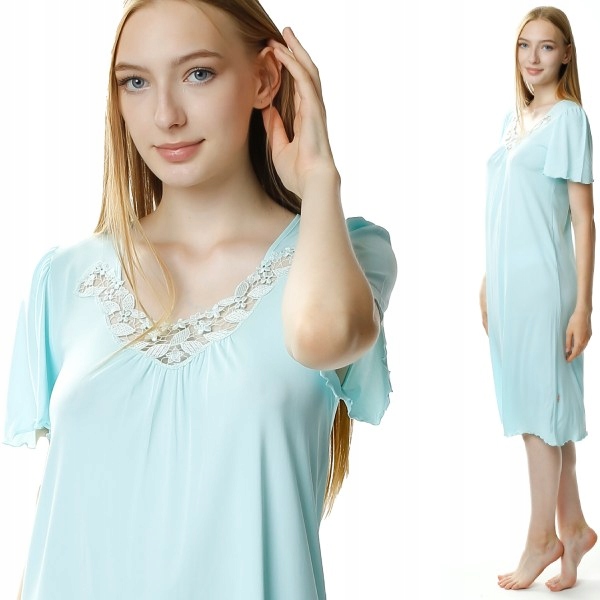 

Długa jedwabna koszula nocna Mewa Beatriz miętowa