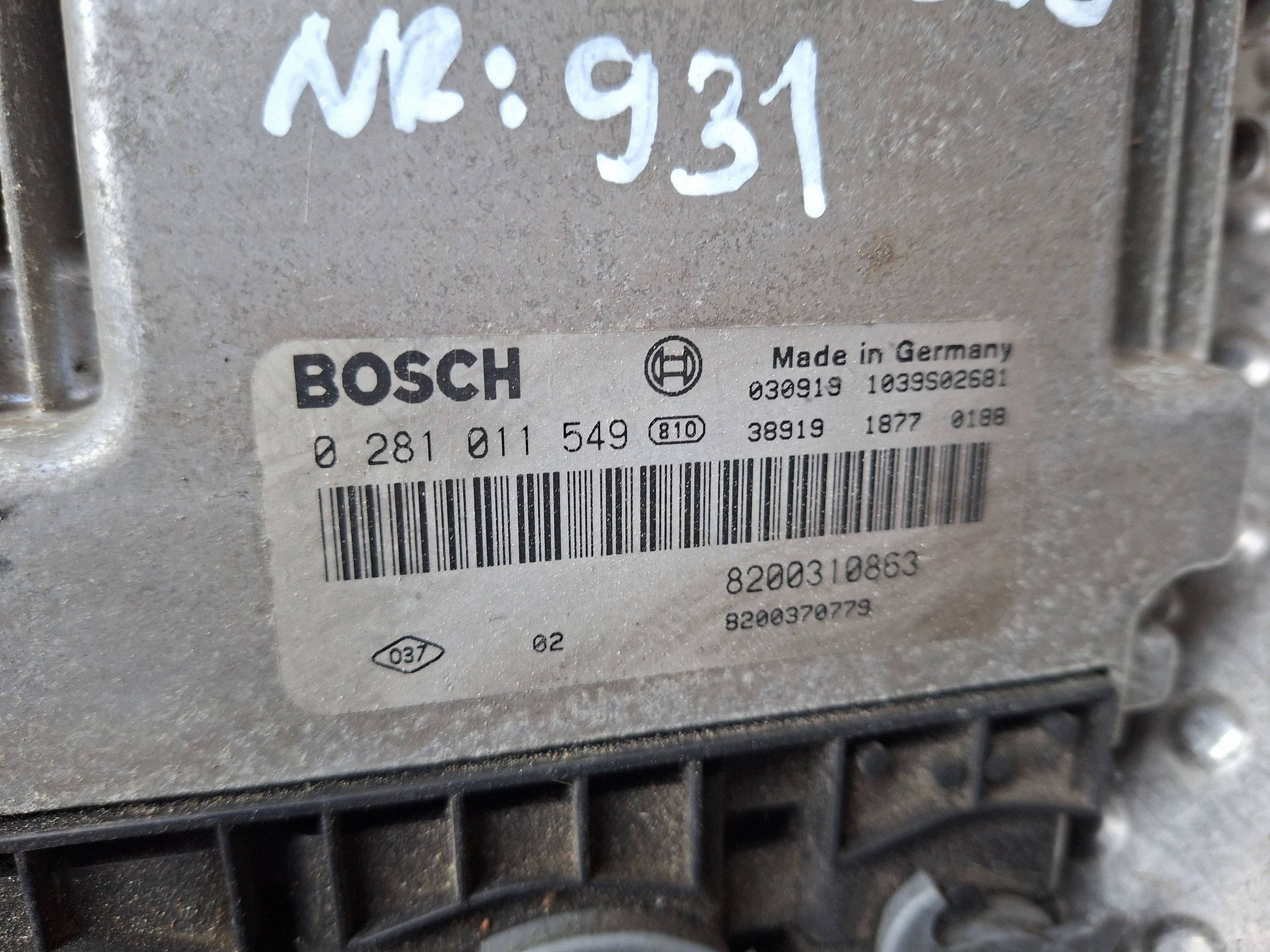 control unit of the engine 8200370779 8200310863 0281011549 Renault 1.9 DCI