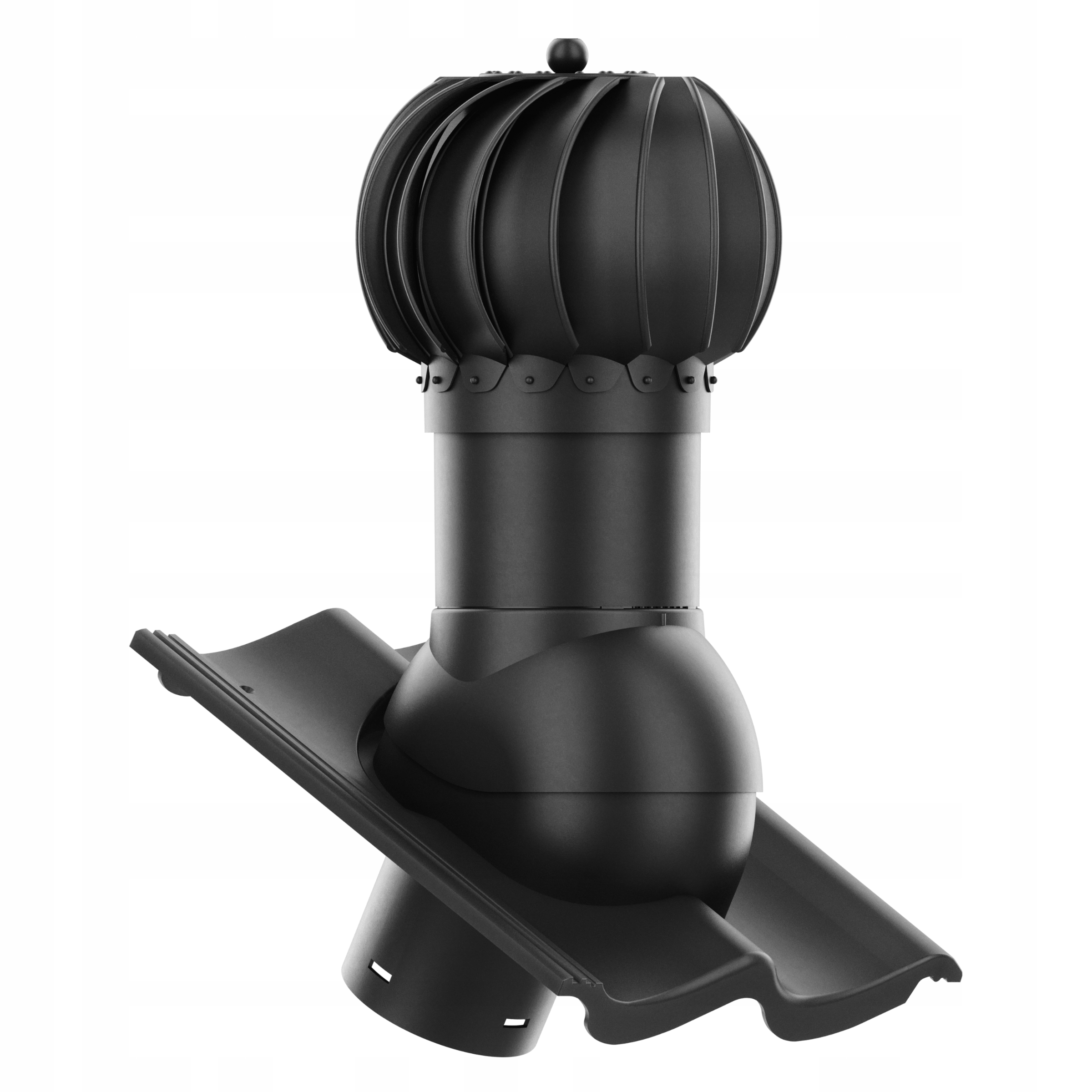 Otočný kulový větrací komín ⌀125 střešní tašky Moravska Hodonka Černý