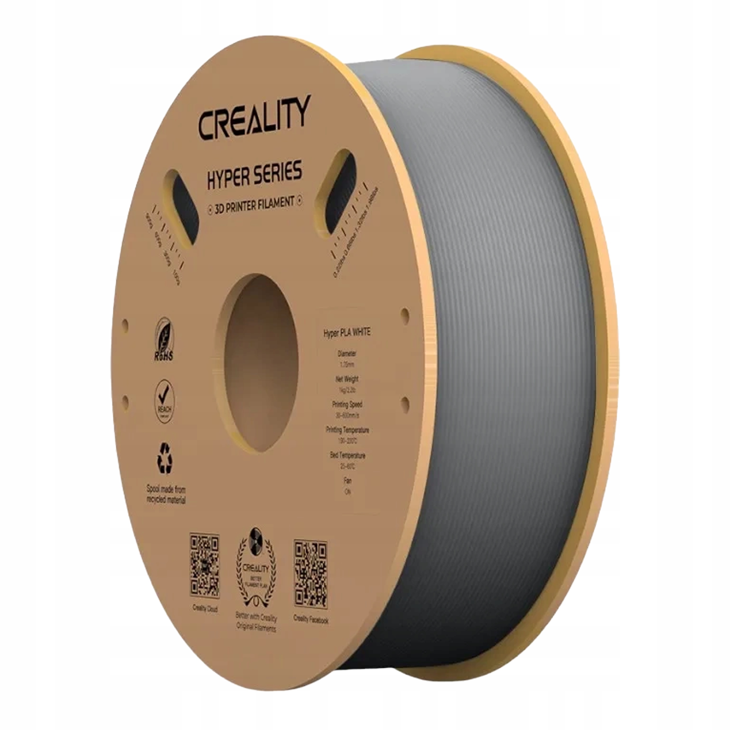 Filament Pla 1KG Do Drukarki 3D Kolor Szary 1.75MM Na Szpuli Creality Hyper