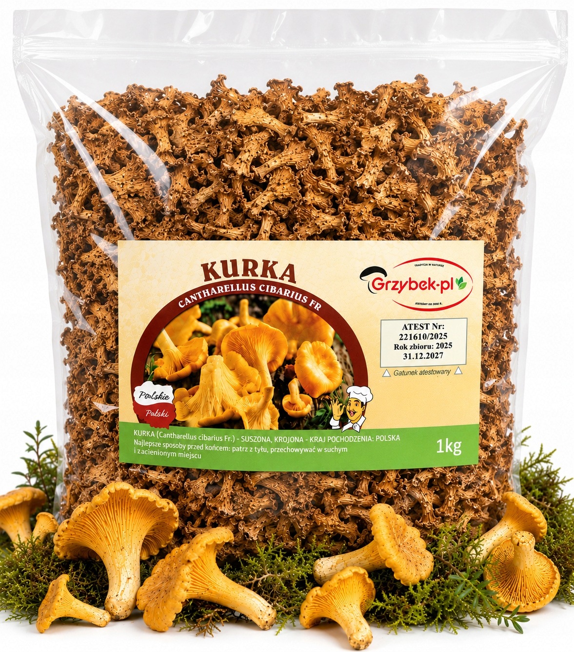 Krájená Kurka 1kg Extra Premium Sbírka 2025 Pl Atest sušené houby