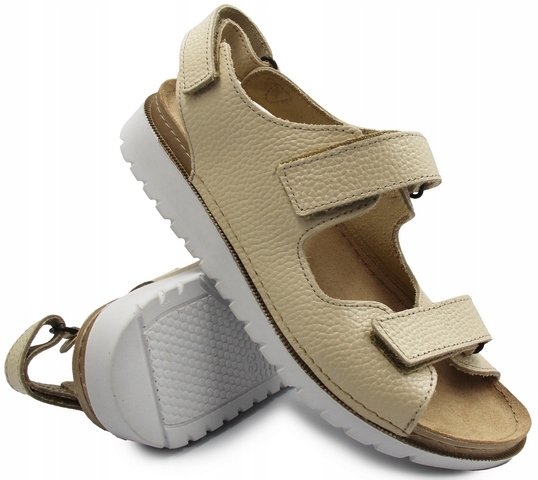 Kožené pohodlné letní boty na suchý zip béžové Inblu 158d207 38