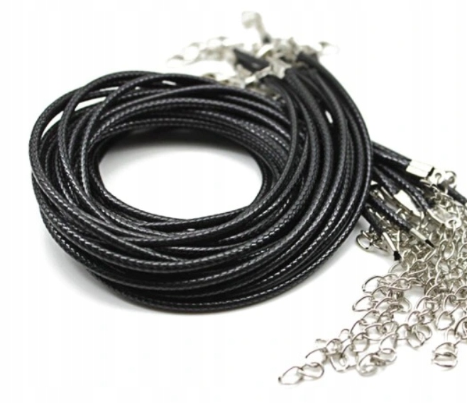 Skórzany rzemyk naszyjnik z zapięciem eko 45 cm Długość całkowita 45 cm