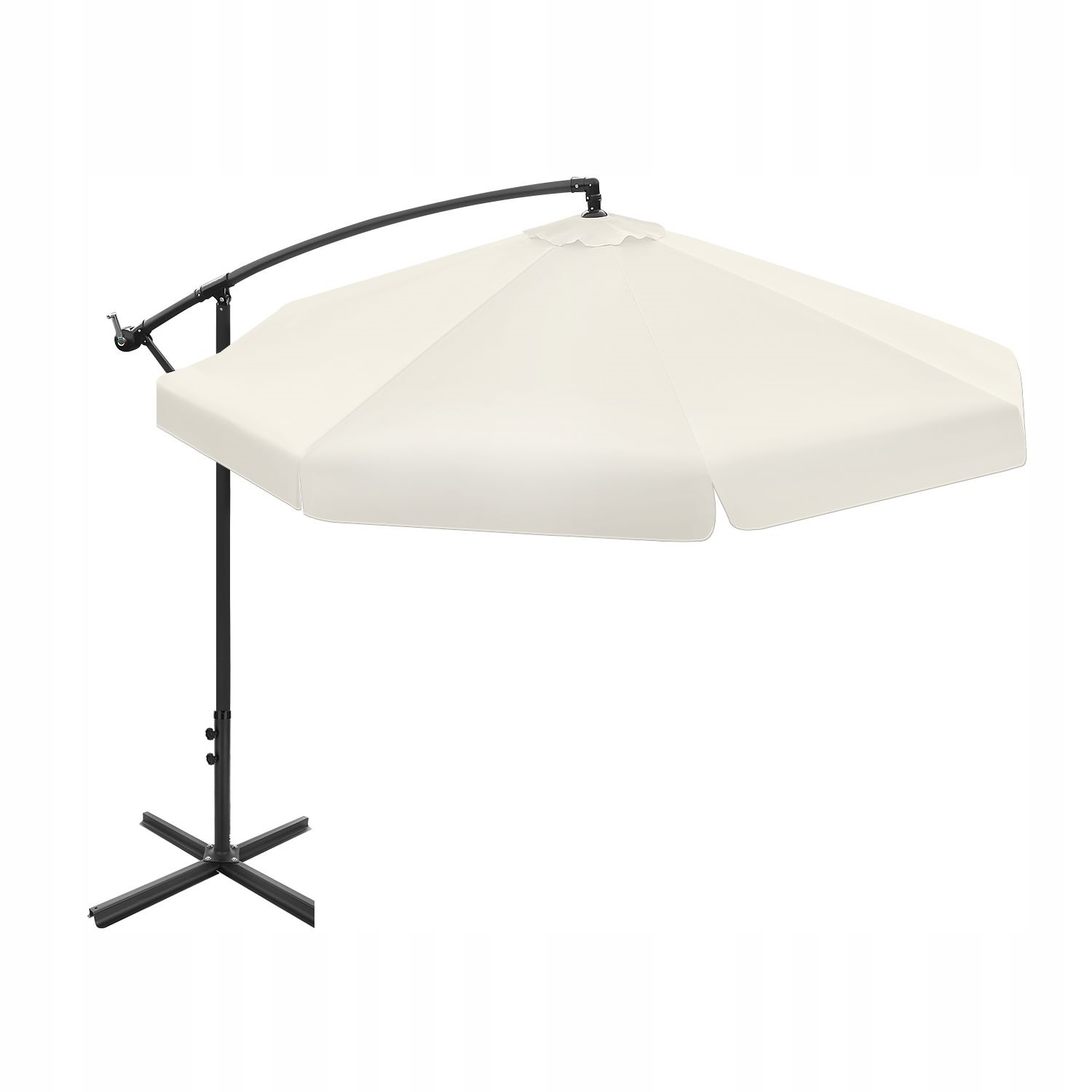 Skladací záhradný slnečník 350 cm XXL, poťah béžový 8-ramenný