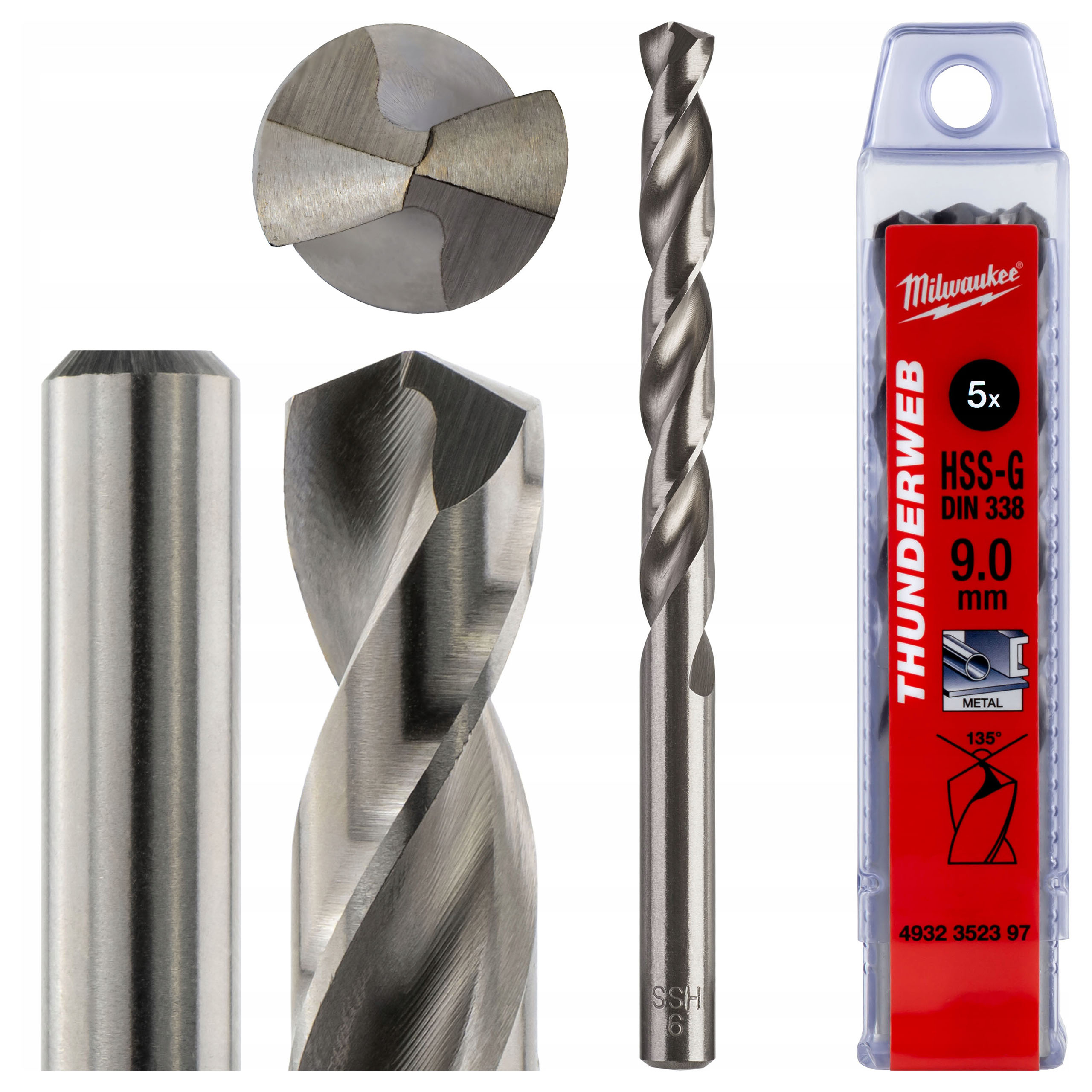 Vrtáky do kovu Milwaukee 9 mm 5 ks Hss-g Thunderweb