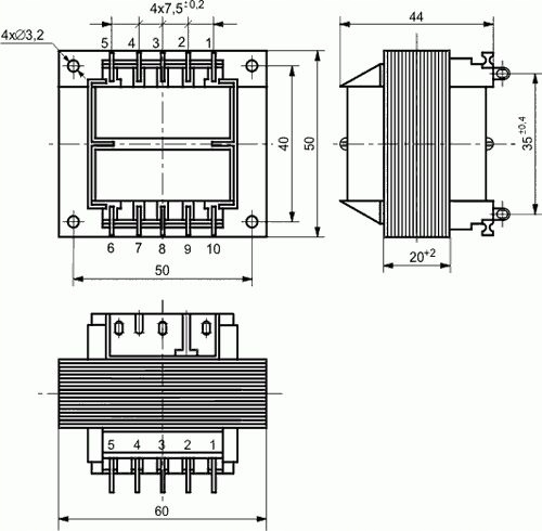 Transformator 20VA, 230Vac (12V) 0.65A, Indel Kod producenta TS20/036