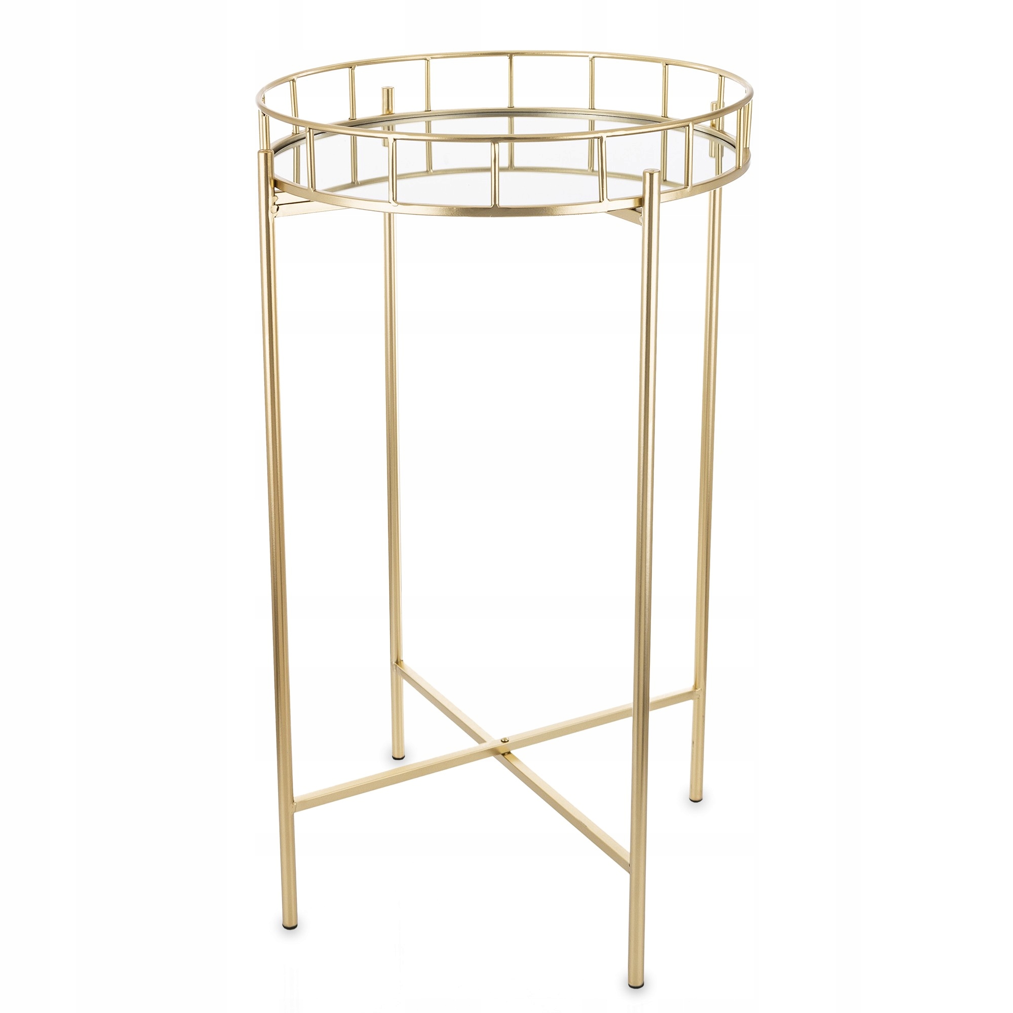 Zlatý vysoký stolík držiak na kvetináč zrkadlový stojan na dosku