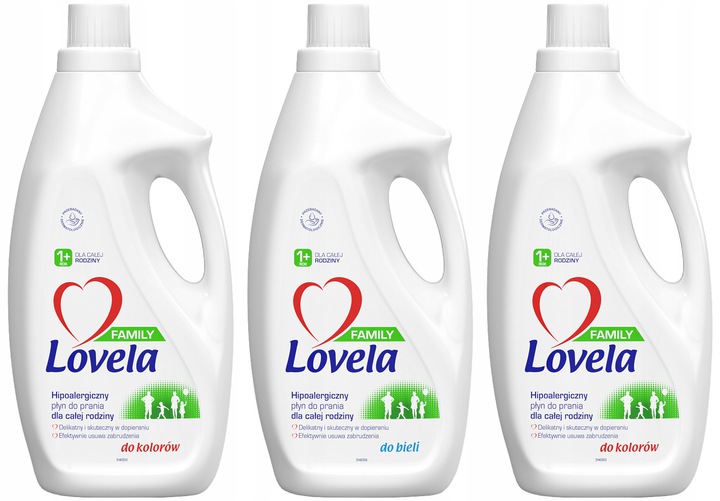 

Lovela Family Płyn Prania Kolorów Bieli 3 x 1,85L