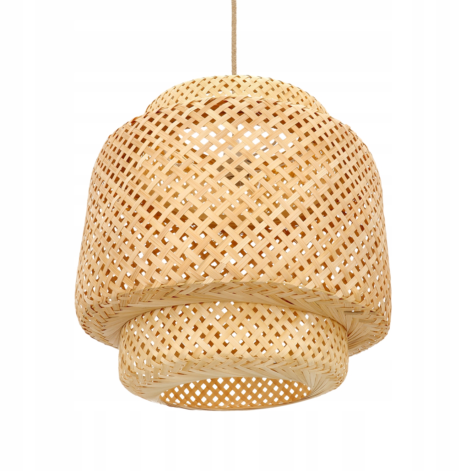 Veľká závesná lampa Boho s pleteným tienidlom 40 cm, biela, podhľadová, E27