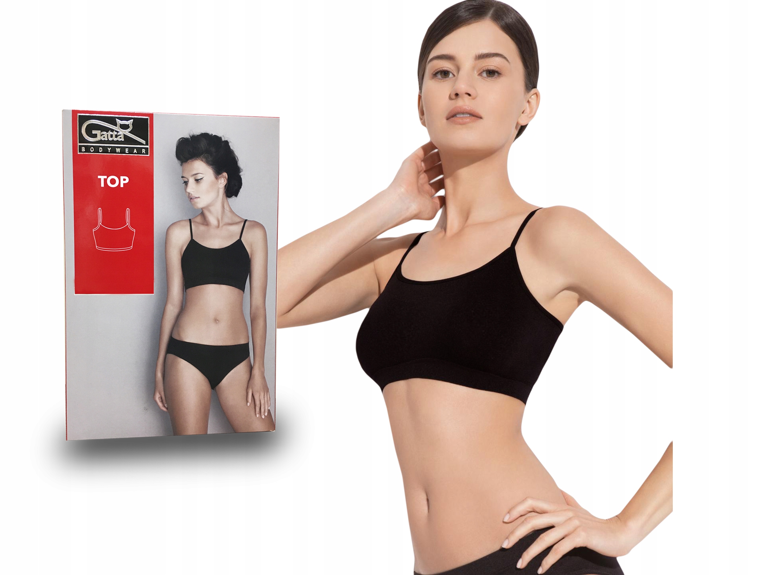 

Cienkie ramiączka Top bezszwowy Gatta, czarny, XL