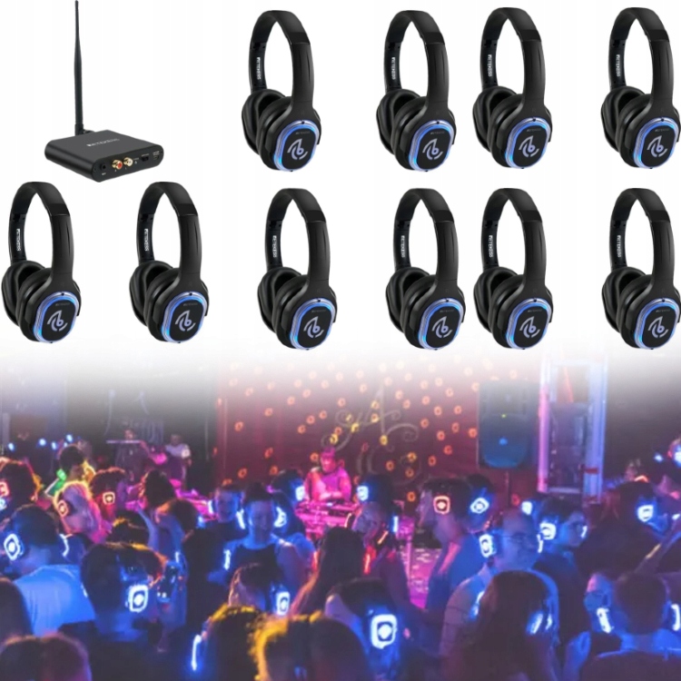 Zestaw do Silent Disco bezprzewodowe słuchawki