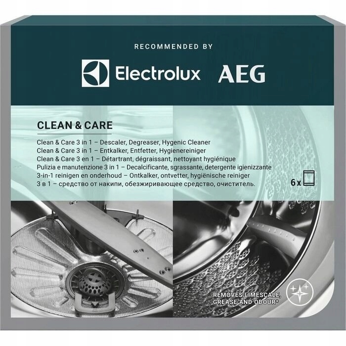 2X Odvápňovač Pro Pračky A Myčky Electrolux M2GCP601 Clean&care 6 Ks.