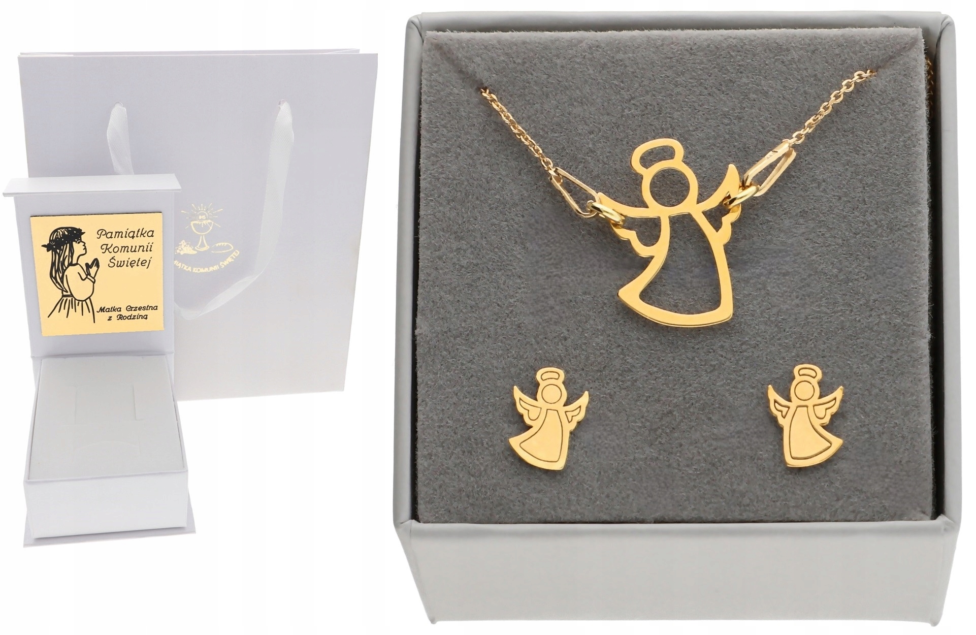 Zlatý komplet Anděl celebrity Stříbro 925 Svaté Přijímání Křest Sr 925