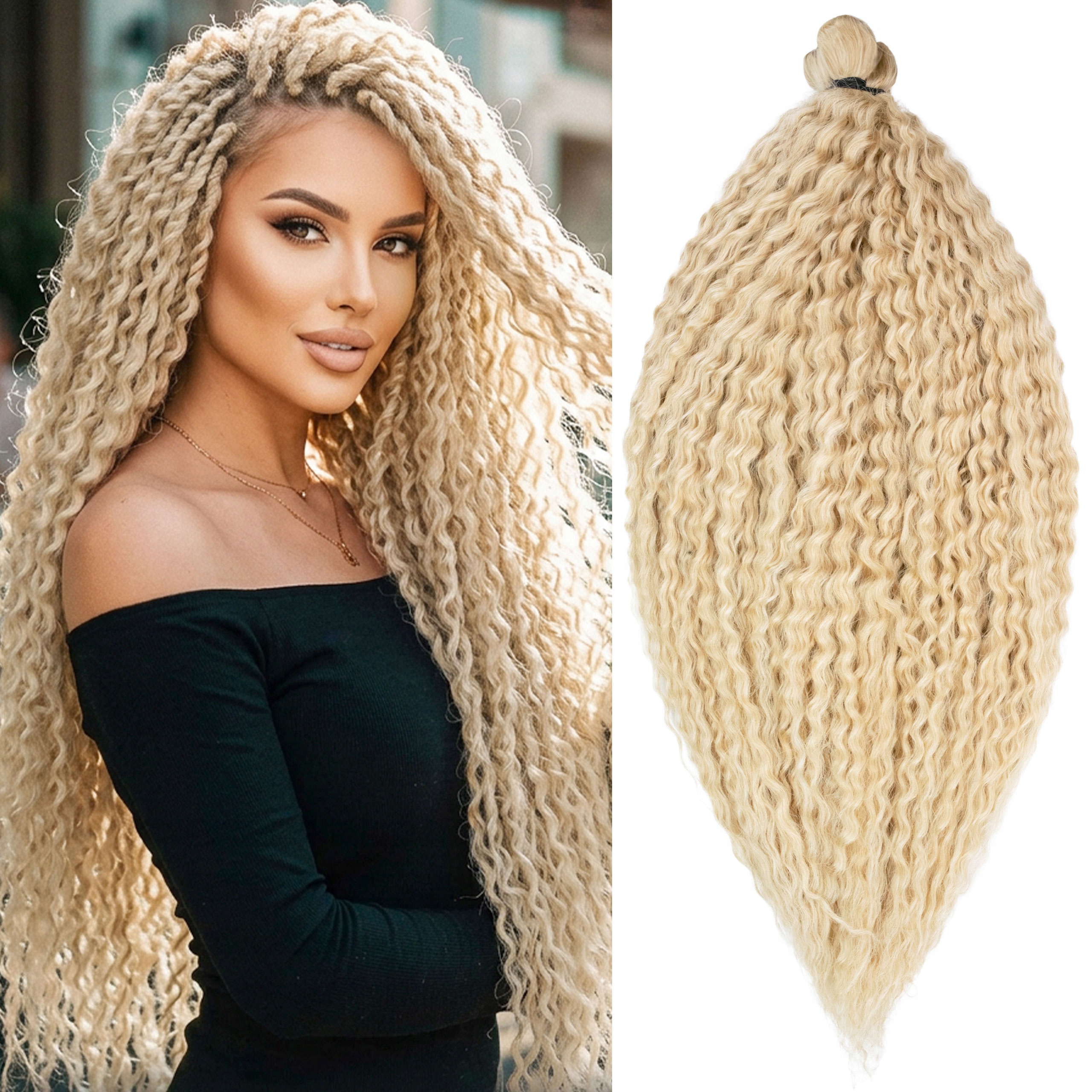 Włosy syntetyczne sztuczne Afroloki Fala Brazylijska 28" 300g blond