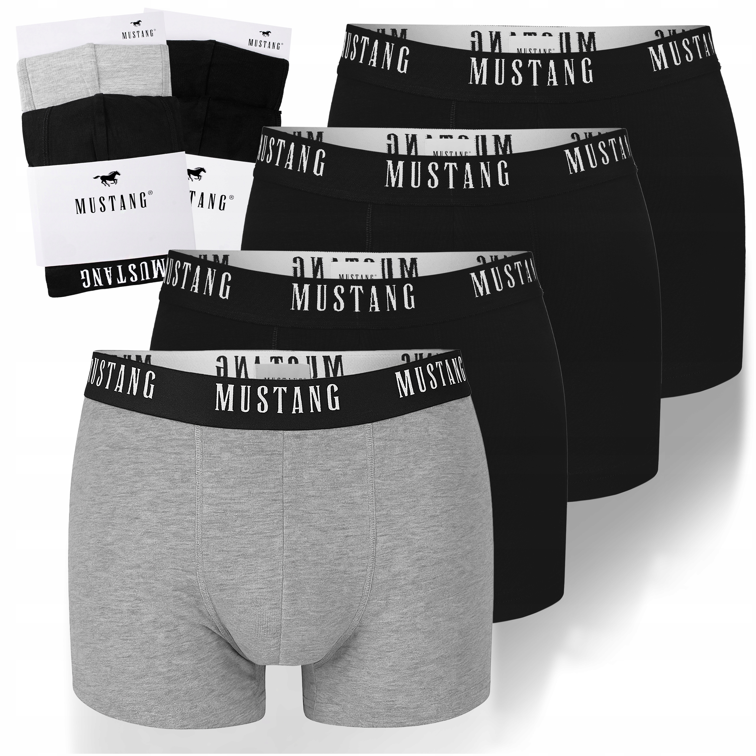 Mustang Bokserki Męskie 4 sztuki Zestaw Bawełna Logo Kolor Rozmiar M