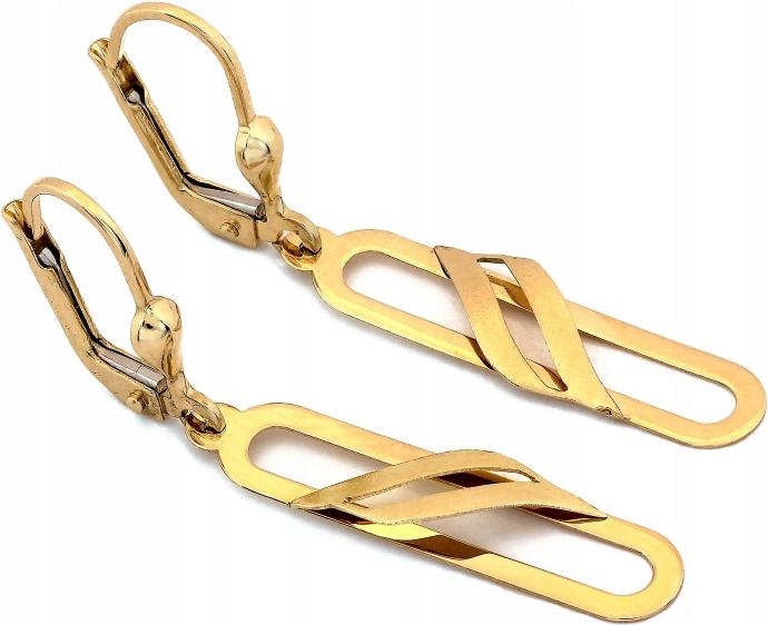 Zlaté náušnice 585, dlouhé, pevné, působivé, anglické zapínání, dárek 14K