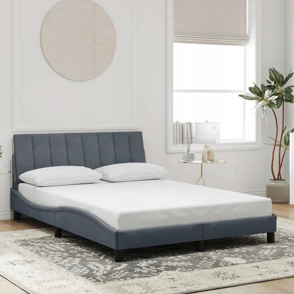 vidaXL Rám postele bez matrace Hanko tmavě šedý 140 x 190 cm samet