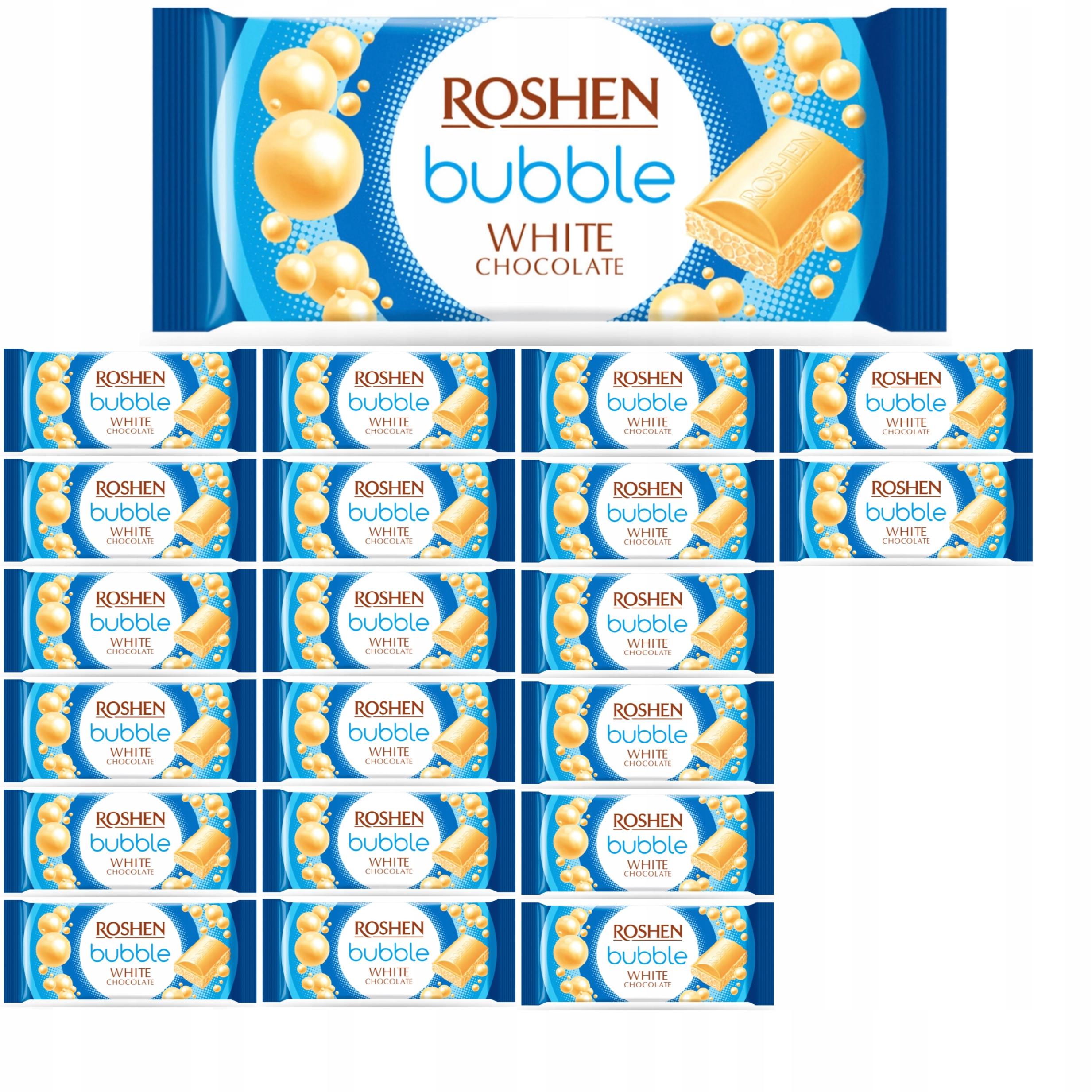 Czekolada Biała Napowietrzana Bąbelkowa Roshen White Bubble 80 G 20 Sztuk