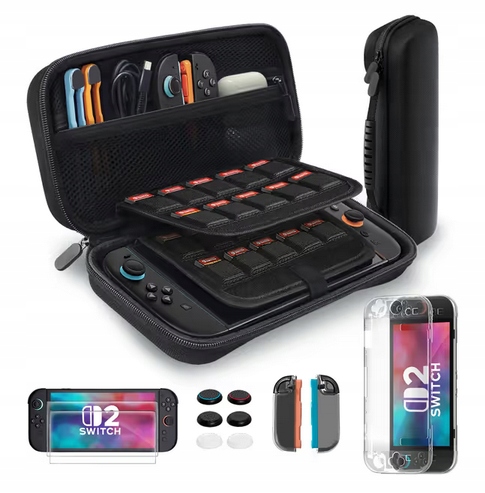 ZESTAW ETUI + POKROWIEC +2 NAKŁADKI + OSŁONA + SZKŁO DO NINTENDO SWITCH 2
