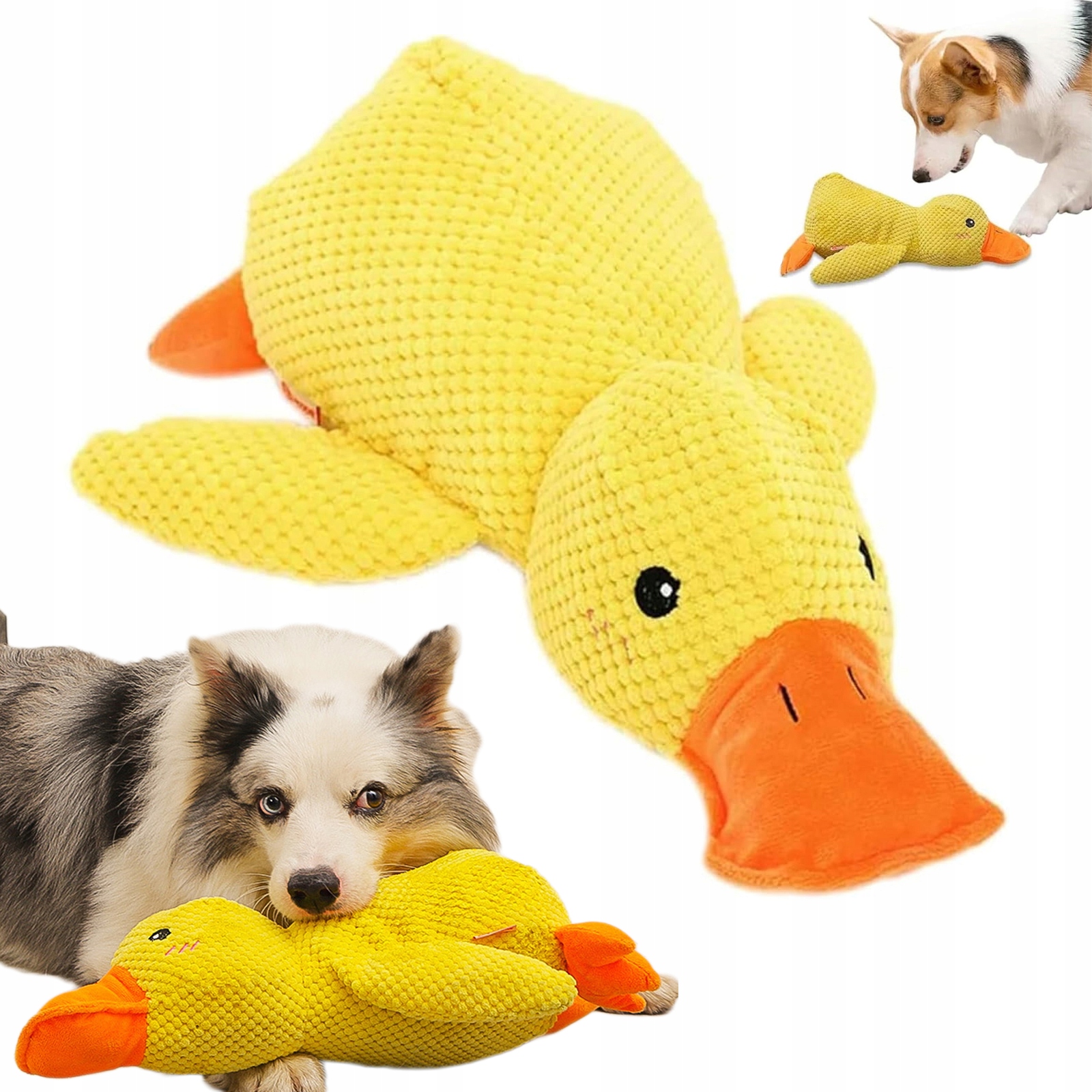 Levně Plyšová Hračka Kachna Plyšová Hračka Odolná Pro Psy A Kočky Interaktivní Plyšové Hračky Pro Mazlíčky 45 CM