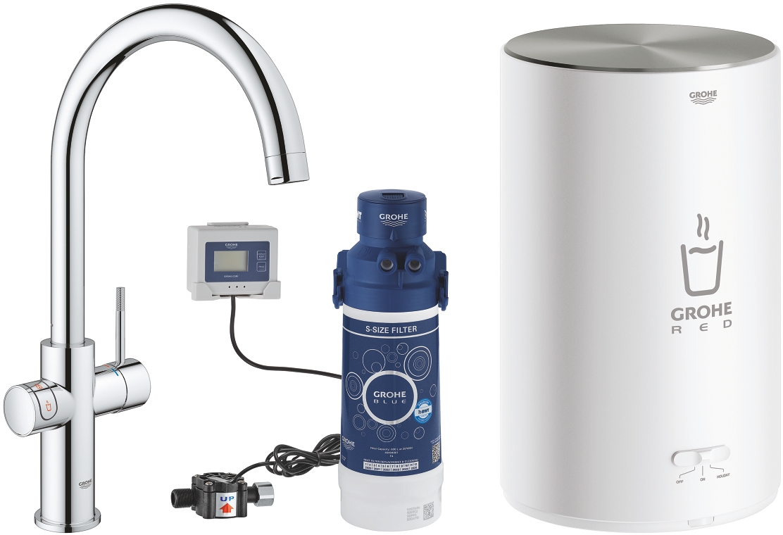 Bateria Kuchenna Z Bojlerem M Chrom Grohe Red Duo
