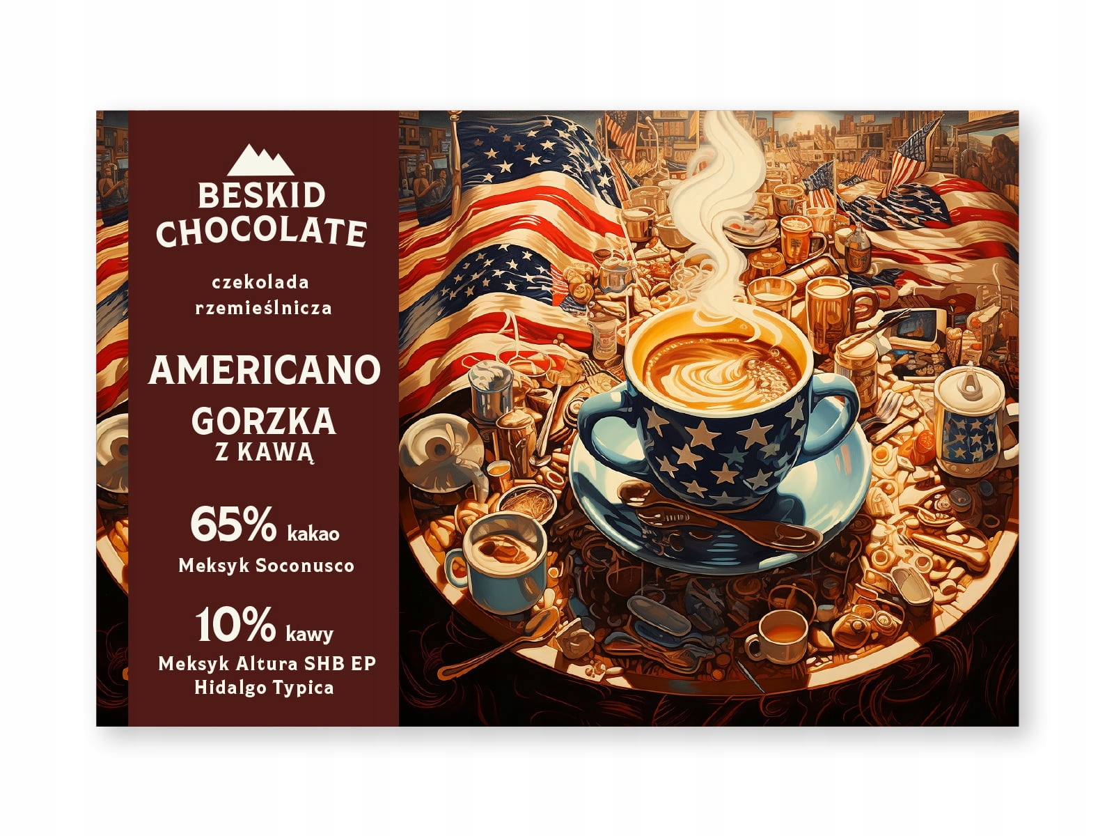 Levně 2x Hořká Čokoláda Americano S Kávou Beskid Chocolate 70 g