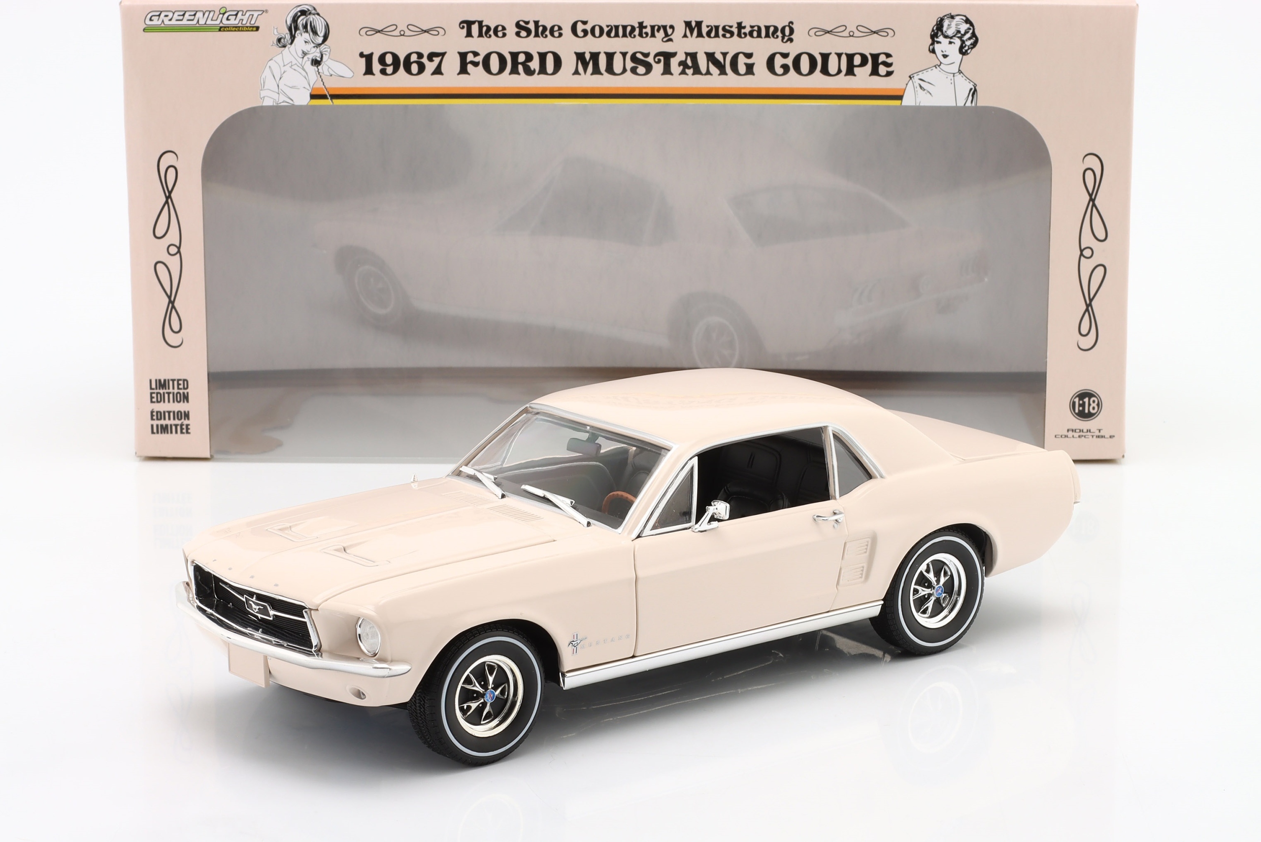 Greenlight Ford Mustang Coupe She Country Special 1967 Bermuda Sand 1:18