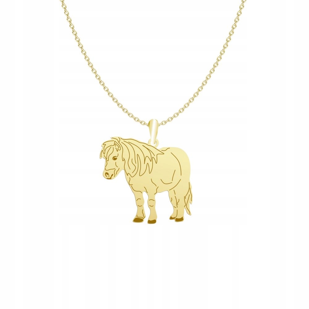 Zlatý náhrdelník s koněm Shetland Pony 925 Řetízek Šperky Gravírování