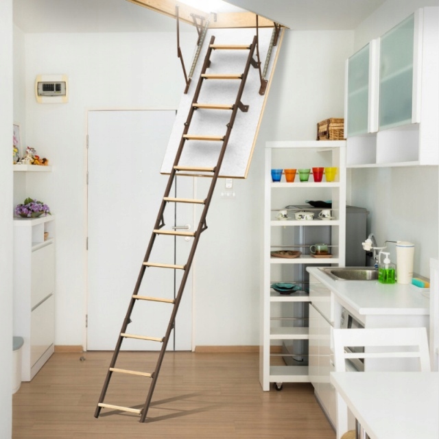 Schody Strychowe Stallux 80x70 70x80 46mm 0,86W/m2 Wyłaz Zestaw Montażowy Grubość skrzyni 2 cm