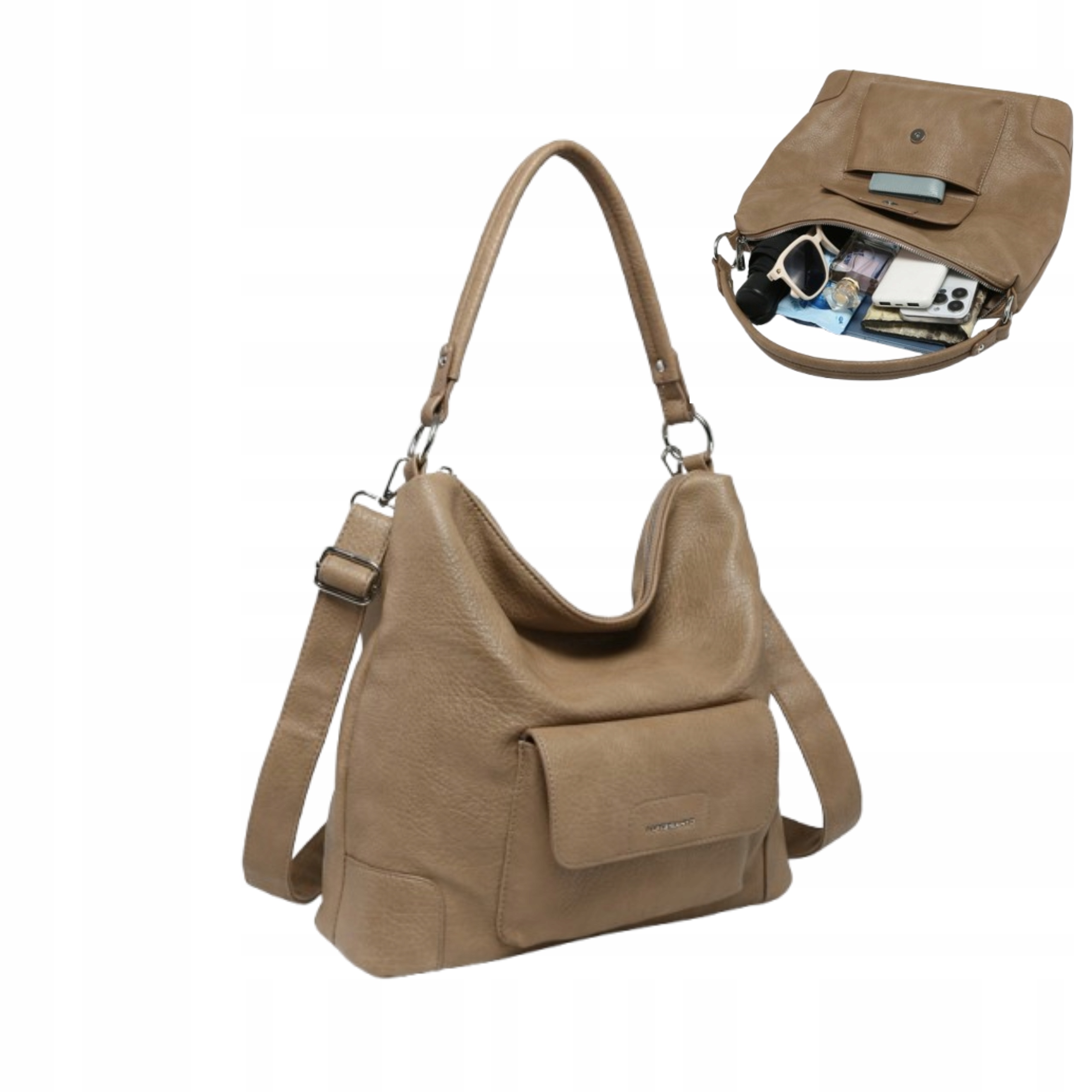 Dámská béžová městská kabelka Elegantní módní kabelka přes rameno prostorná na ruku