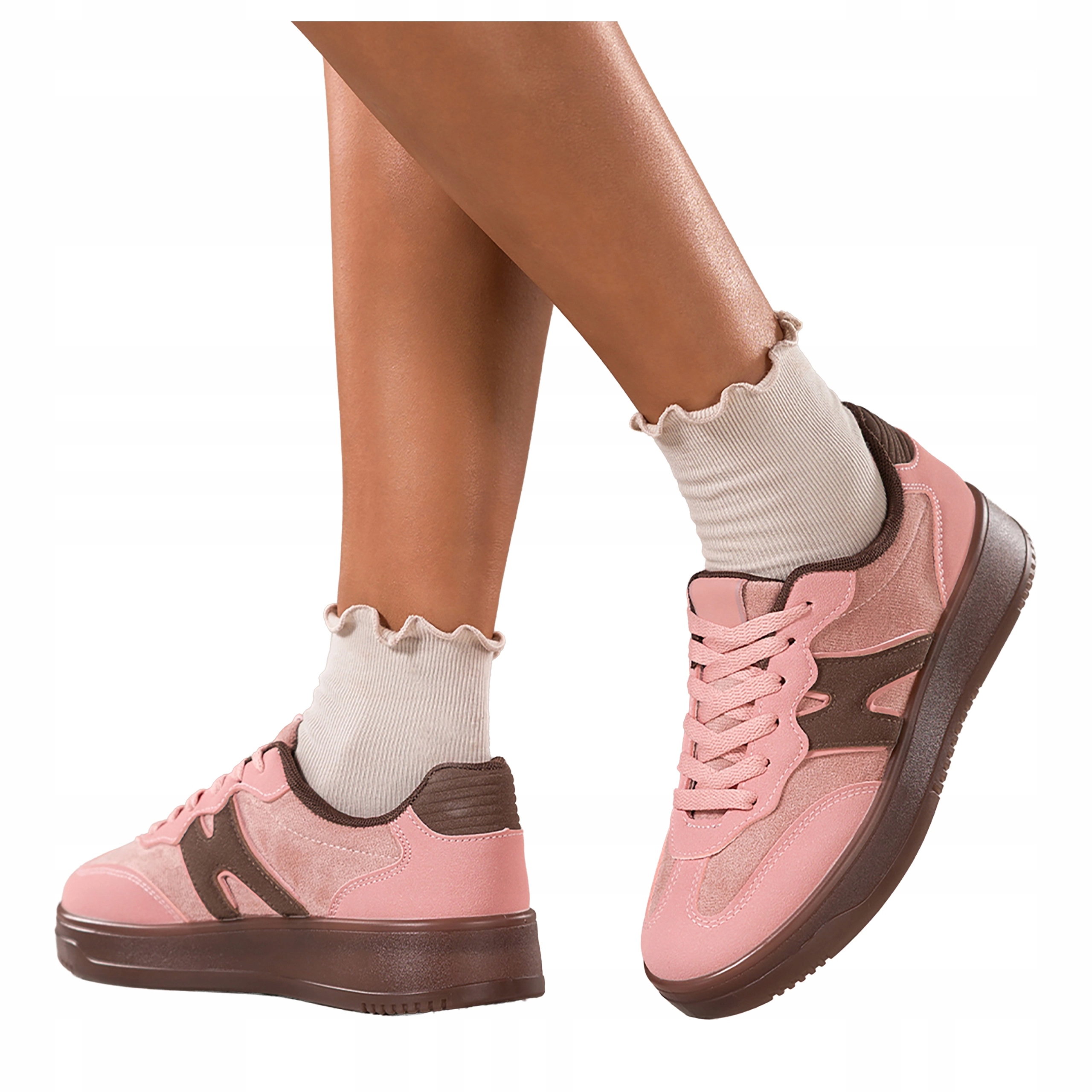 Růžové dámské tenisky na platformě se šněrováním, pohodlné, sportovní, velikost 40