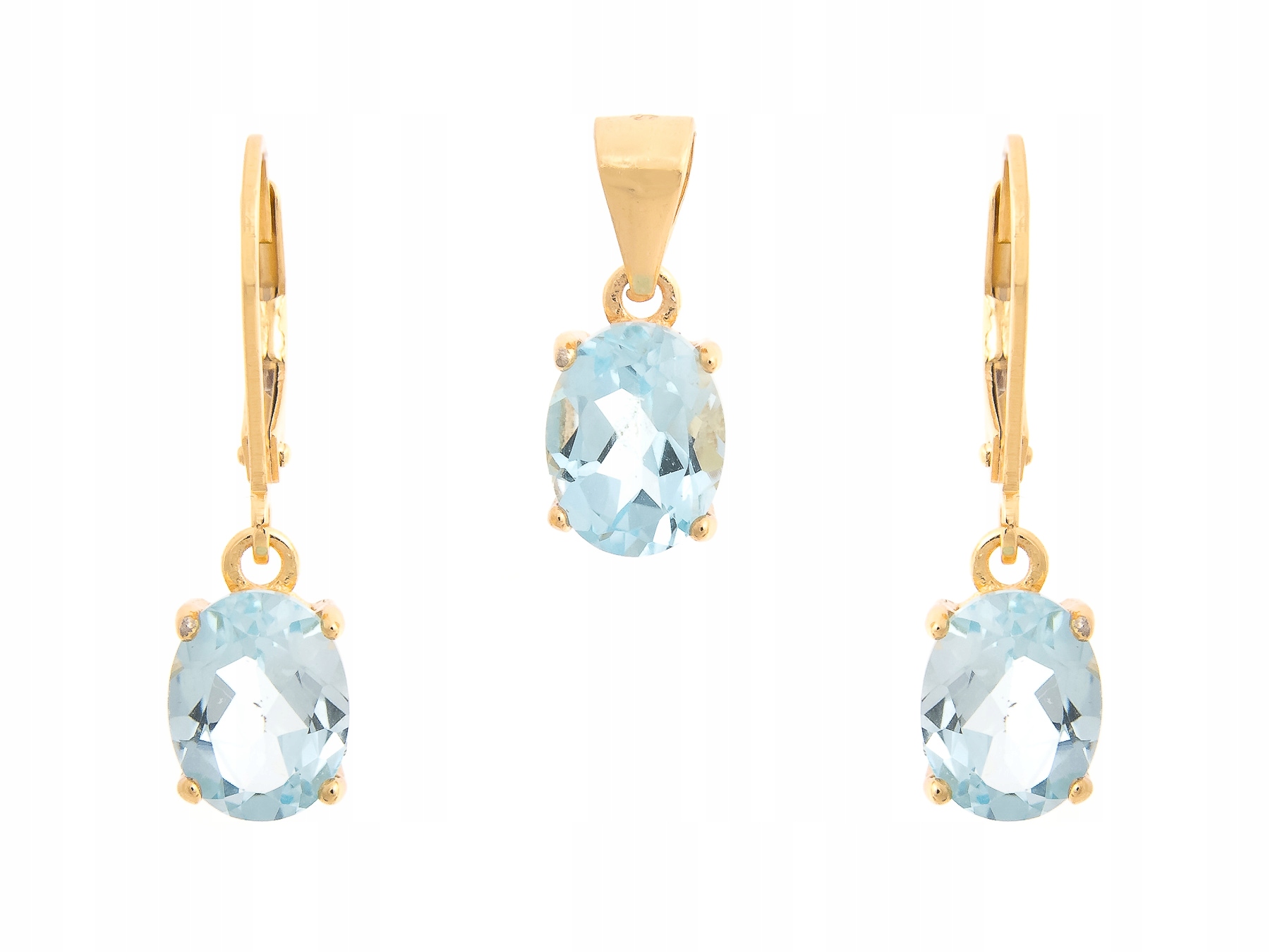 Stříbrný Pozlacený Komplet Sky Blue Topaz Přírodní