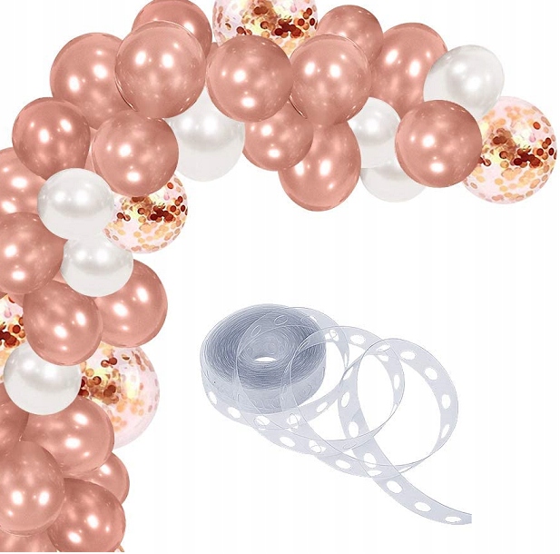 

Balony Rose Gold z konfetti Girlanda z taśmą Łuk