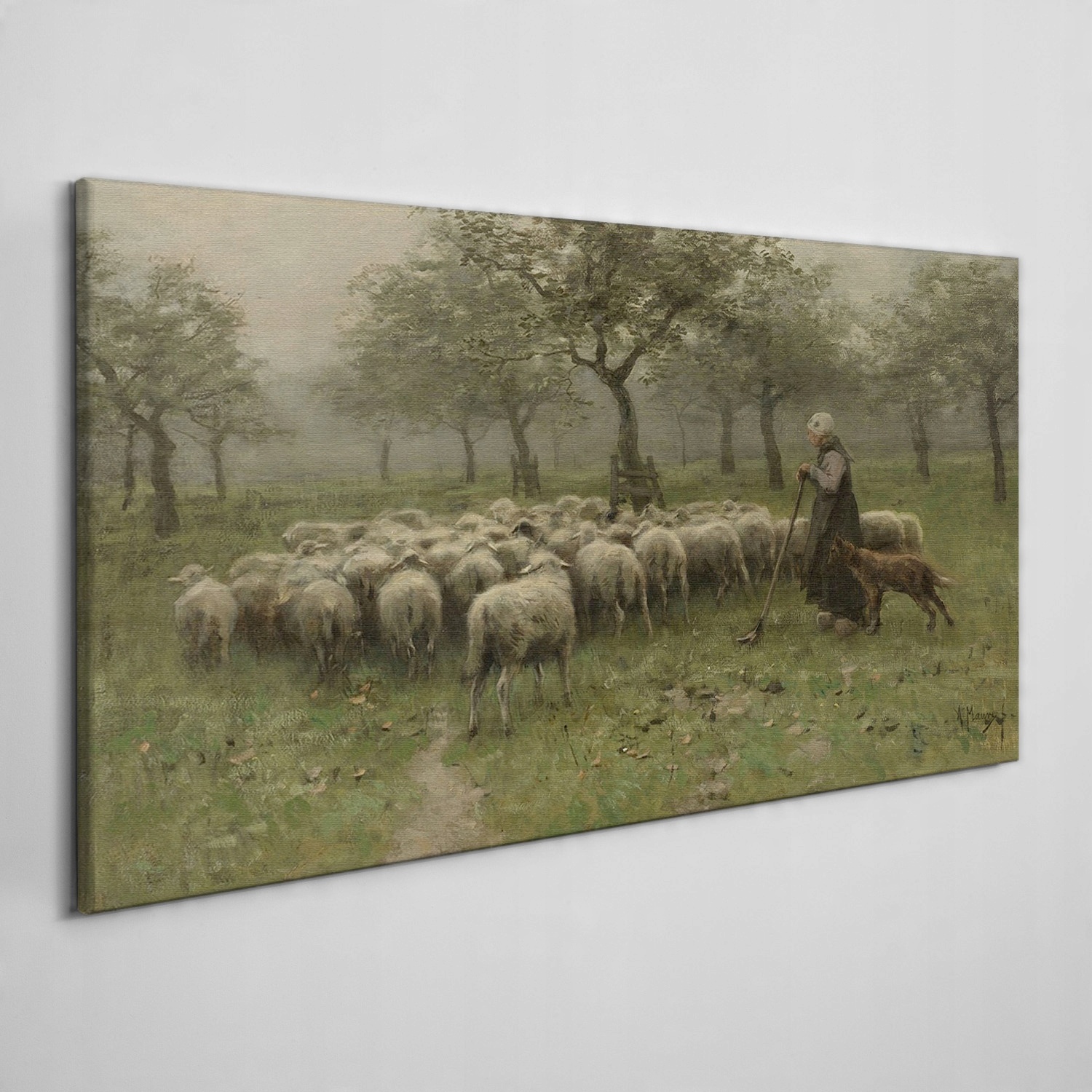 

Obraz płótno Wieśniak drzewa owce pasterz 120x60