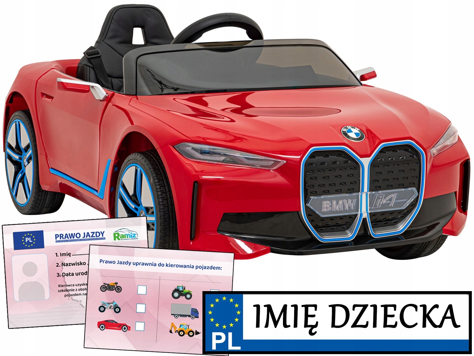 Auto Dla Dzieci na akumulator Bmw I4 pilot Tablica Z Imieniem prawo jazdy