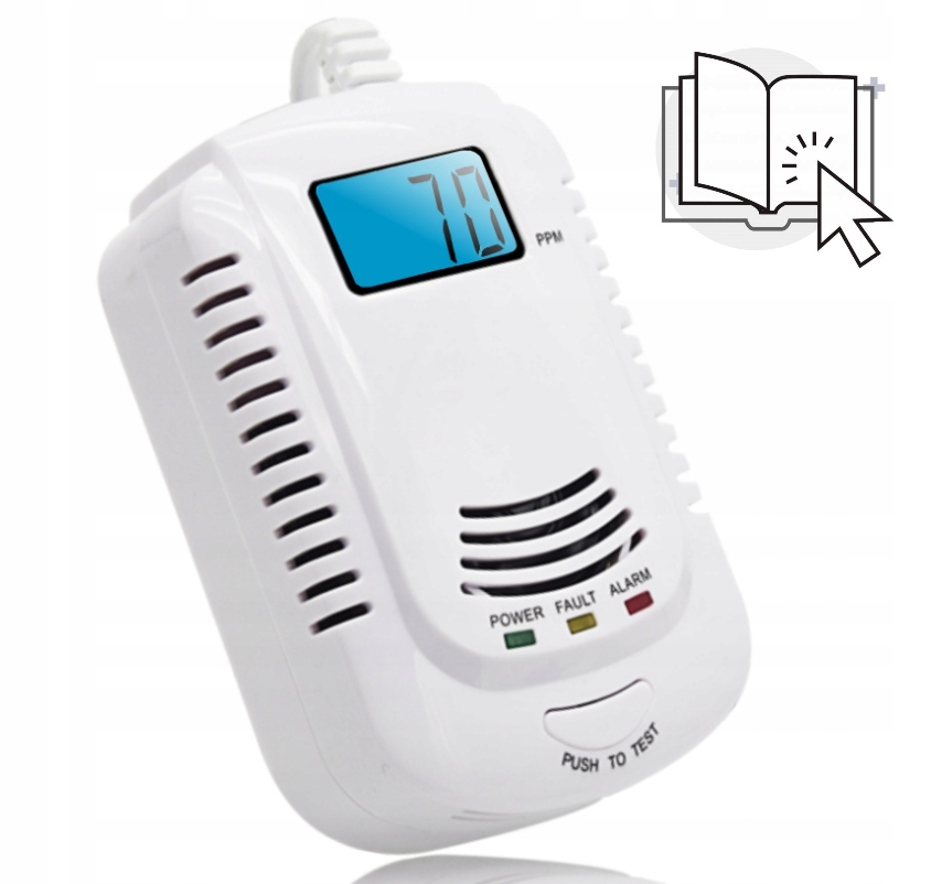 Czujnik Detektor Czadu Wykrywacz Gazu CO LPG Tlenek węgla + Gratis Nowość Typ alarmu bezprzewodowy