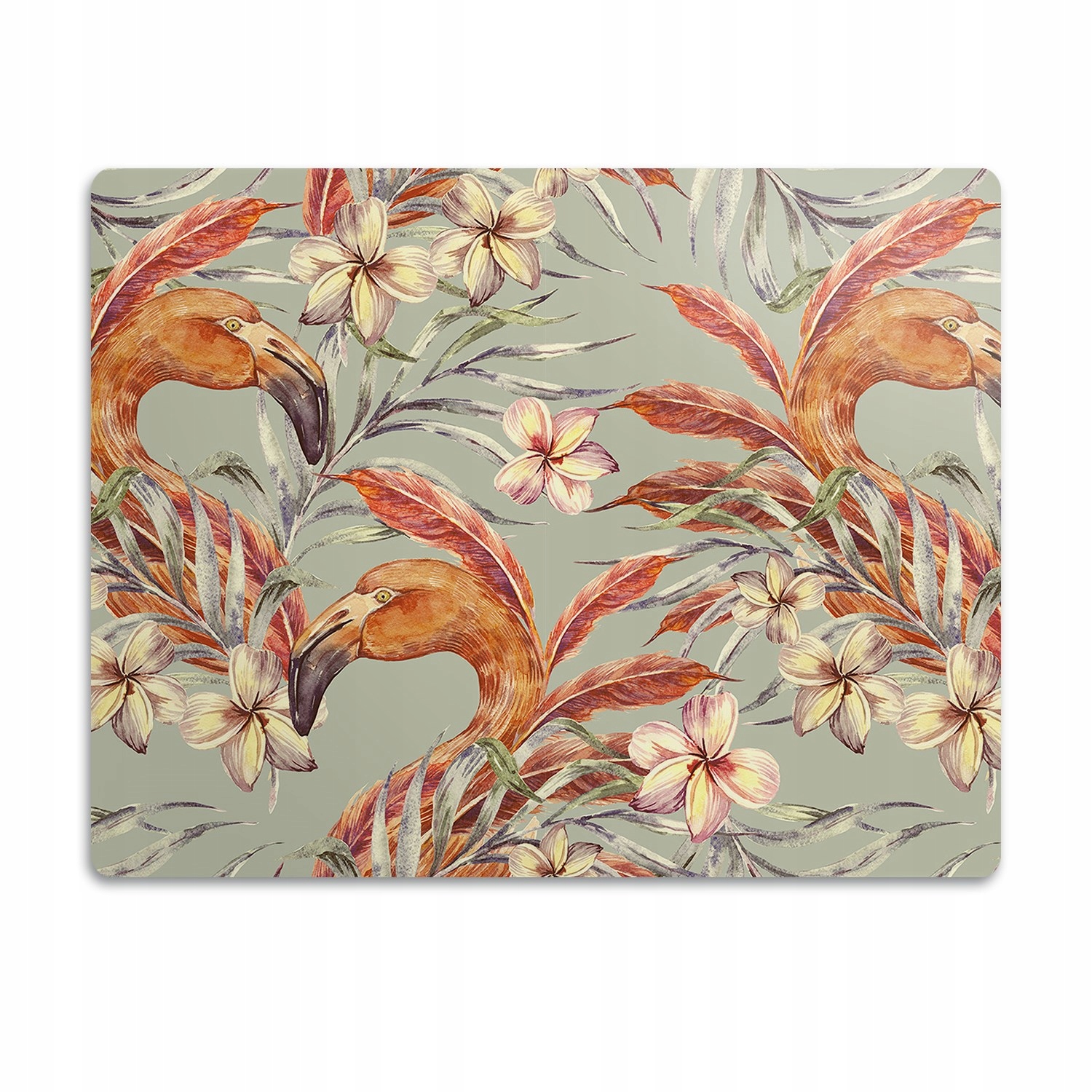 Levně Ochranná podložka pod misky Plameňáci s květinami 60 x 40 cm