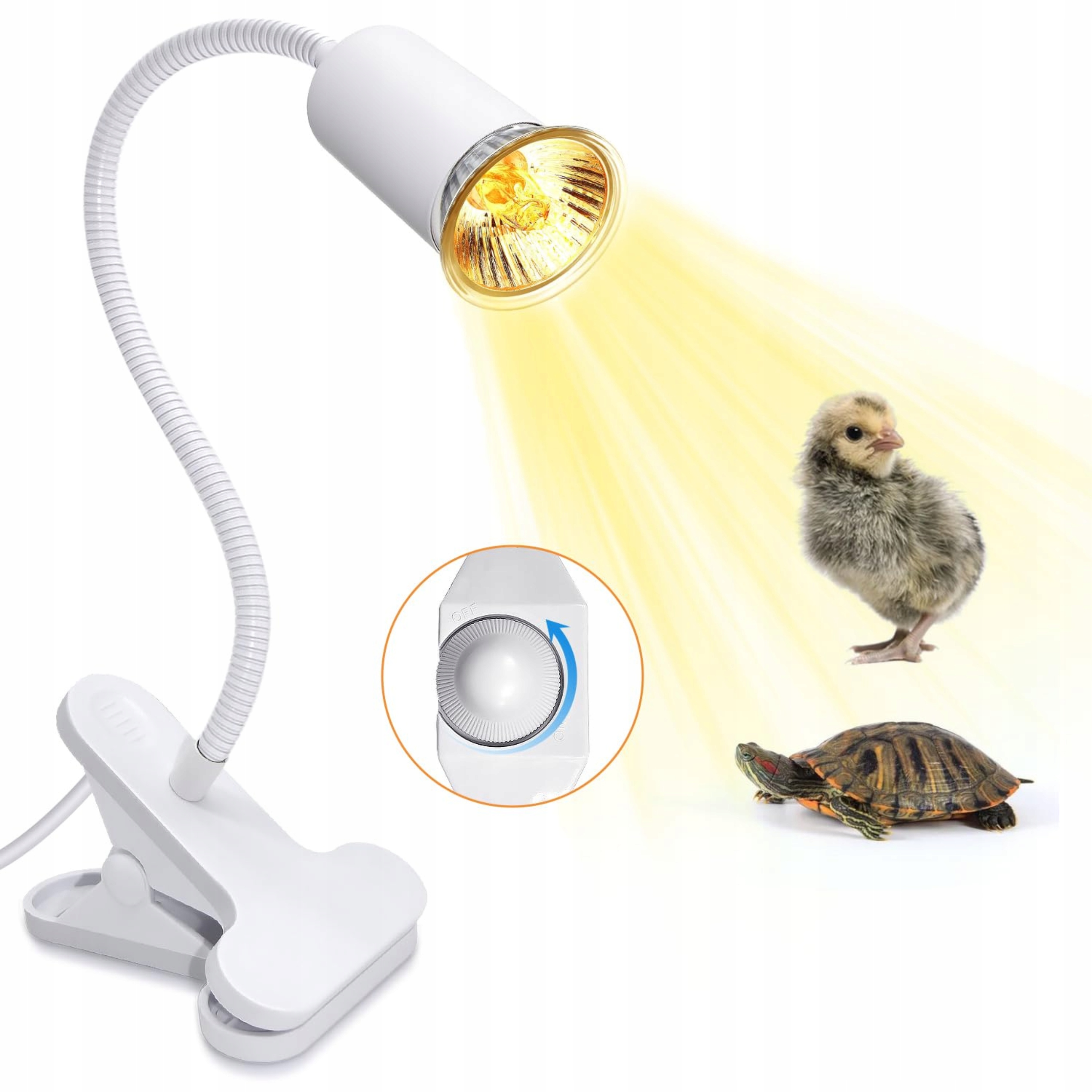 Sada 2 topných lamp pro plazy a želvy Uva/uvb s 360° klipem