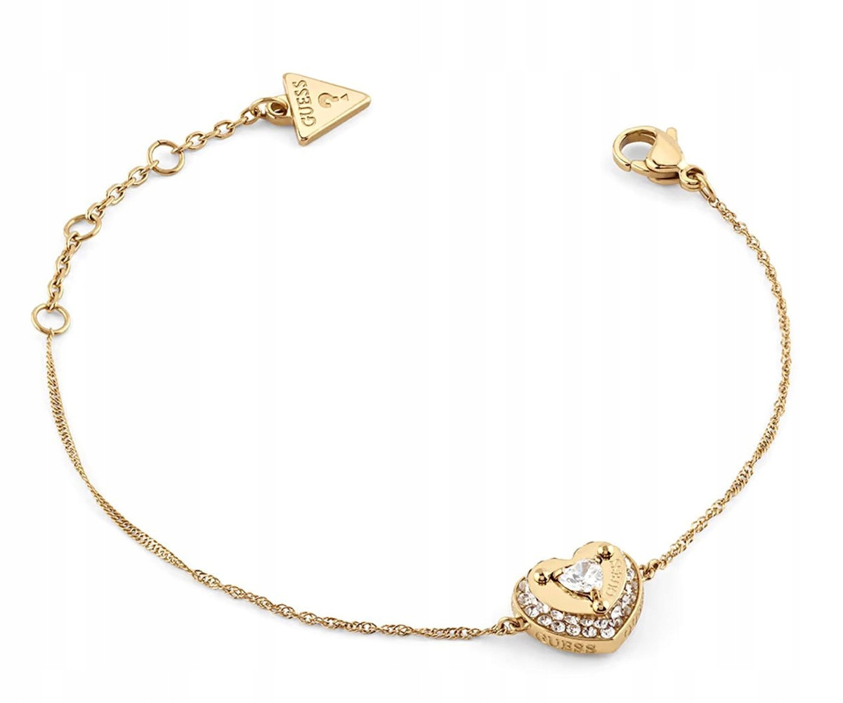 Zlatý Ocelový Dámský Náramek Guess Till Morning Srdce Zirkony JUBB0555
